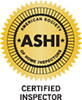 ASHI Certified Inspector gold seal badge.
